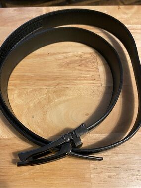 Men’s Black Leather Dress Belt with Matte Black Buckle